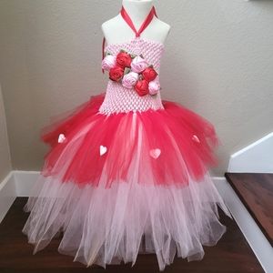 Handmade Girls Valentine's Day Tutu Hearts and Roses